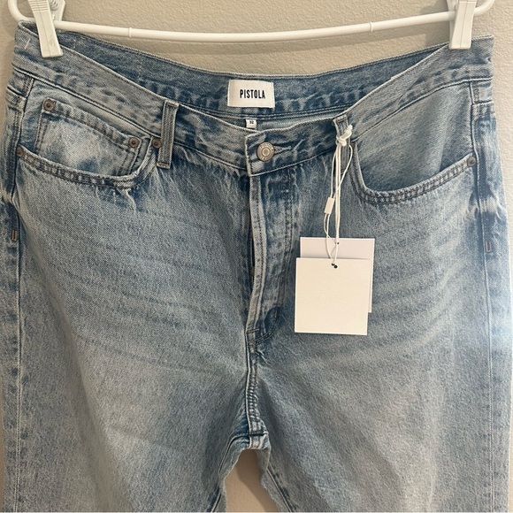 NEW PISTOLA charlie high rise classic straight ankle jean in brooklyn wash - Picture 3 of 6